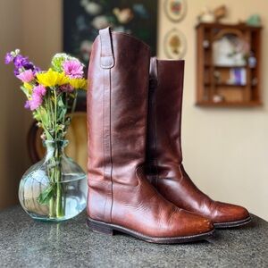 ☾ Cole Haan brown leather knee high riding boots (F4668)
